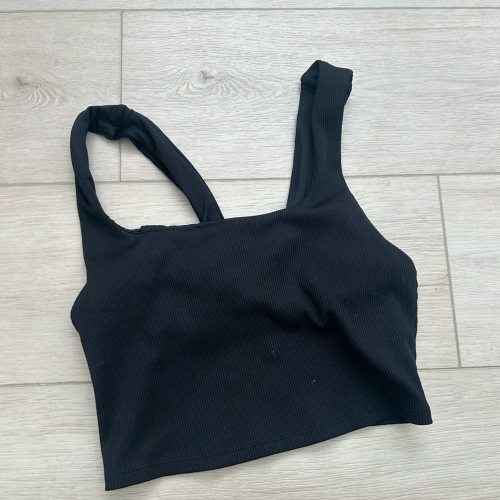 ALO Yoga Black Ribbed Cropped Tank Top